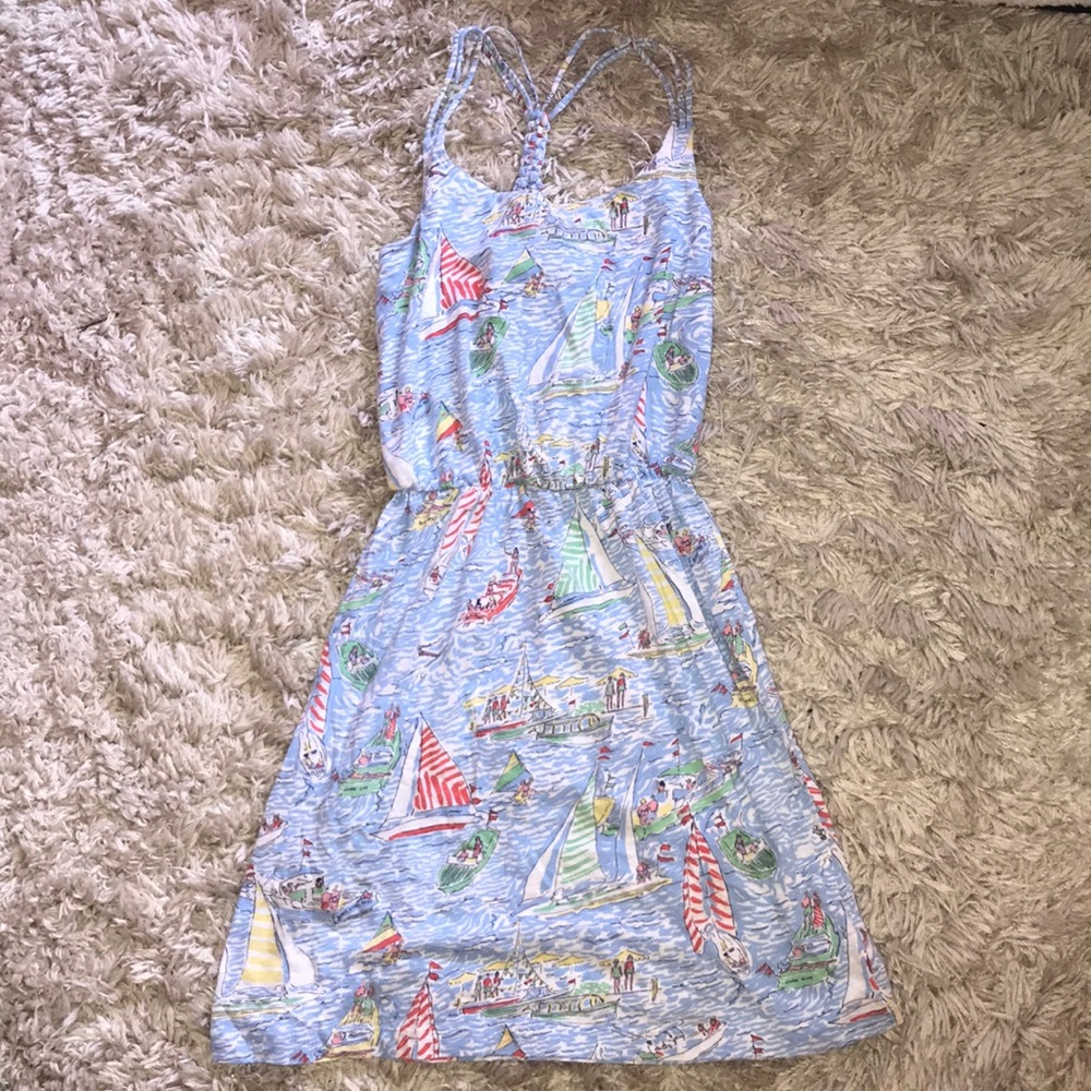 Lily Pulitzer boat print crisscross back dress !